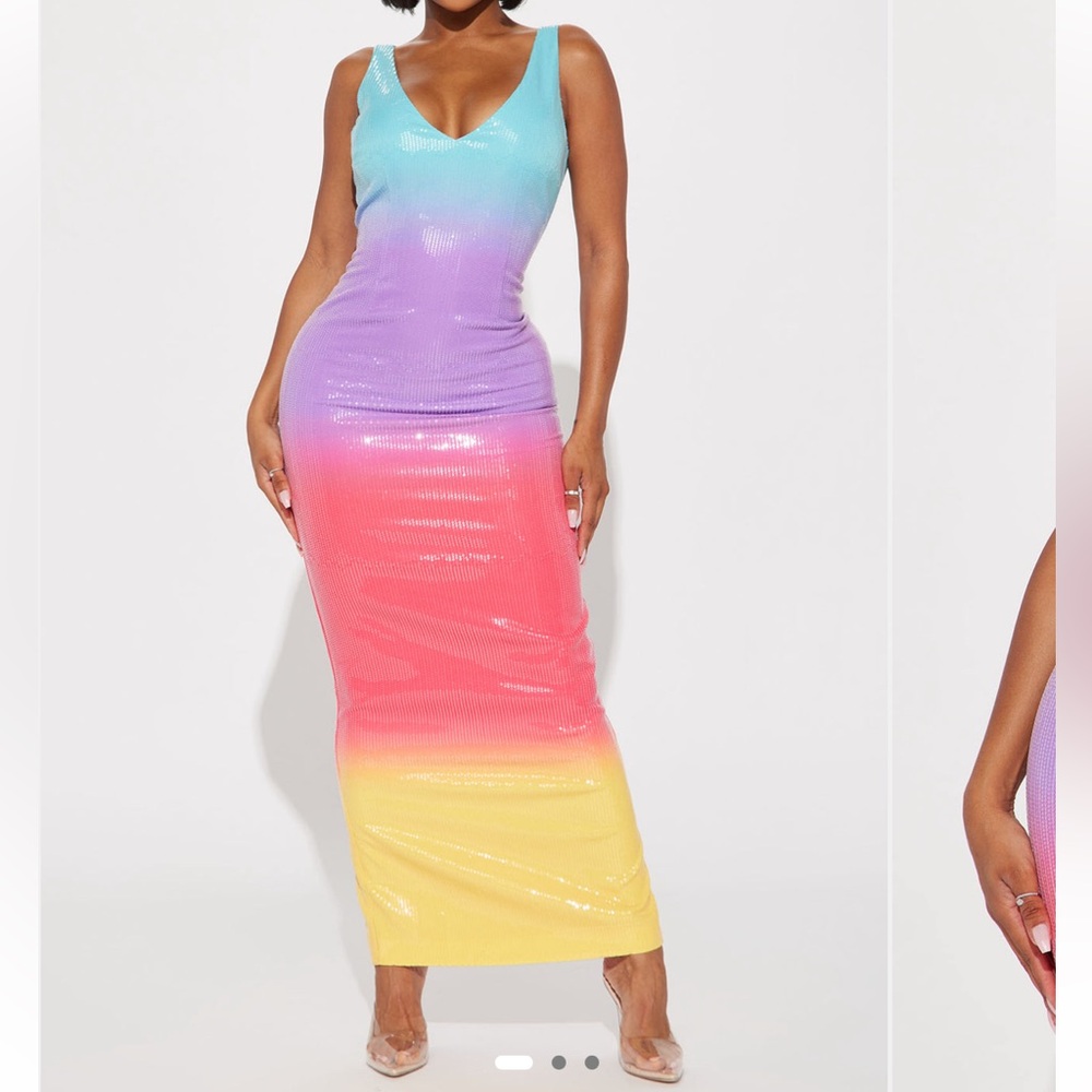 Rainbow Sequin Maxi Dress
